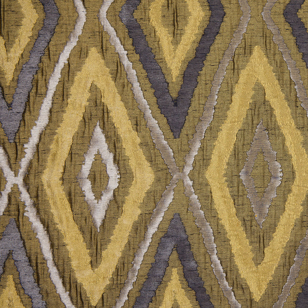 Chartreuse/Gray Dramatic Diamonds Brocade