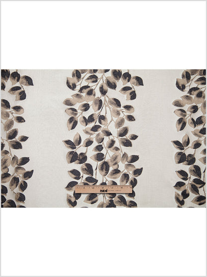 Black and Beige Columns of Leaves Brocade Full