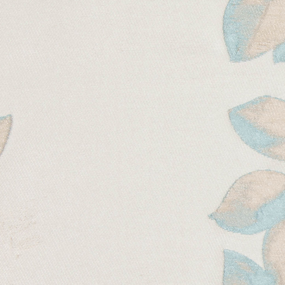 Ivory and Aqua Columns of Leaves Brocade Detail