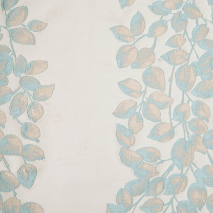 Ivory and Aqua Columns of Leaves Brocade