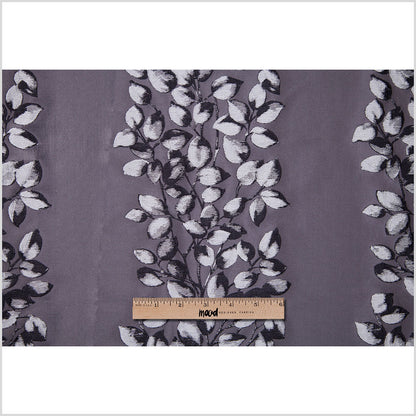 Gray and Black Columns of Leaves Brocade - Full