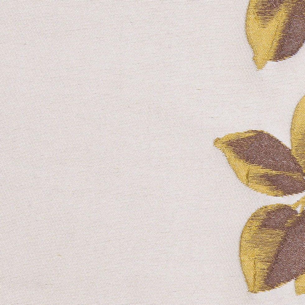 Ivory and Green Columns of Leaves Brocade - Detail