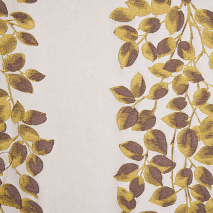 Ivory and Green Columns of Leaves Brocade