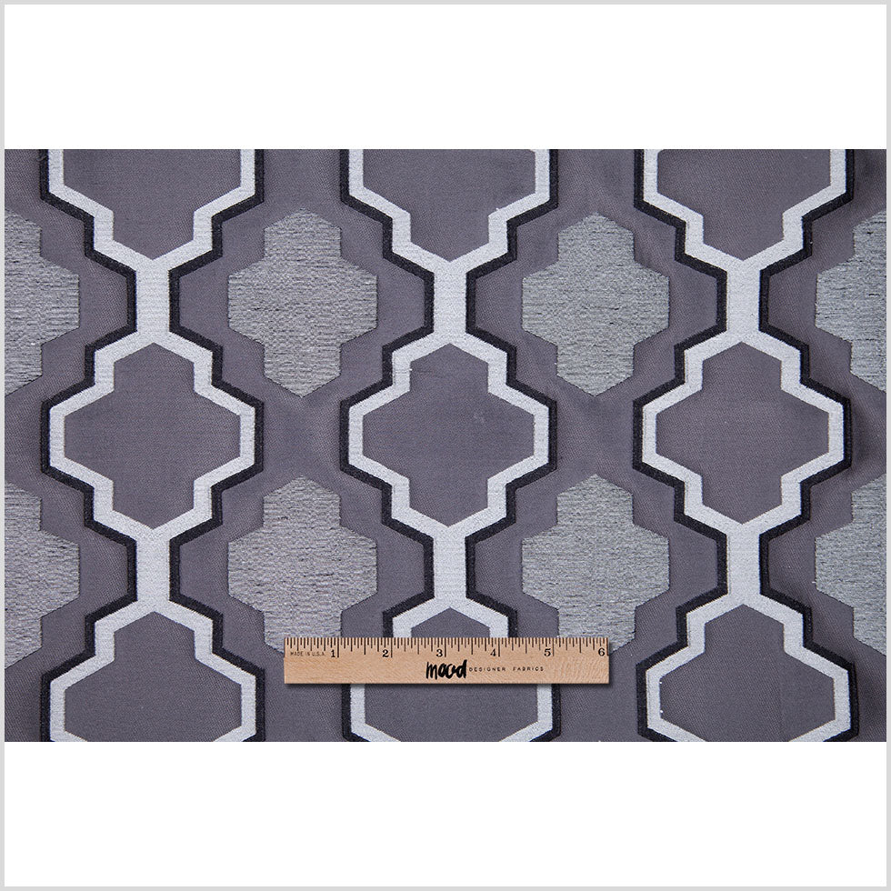 Gray Geometric Lines and Shapes Satiny Brocade Full