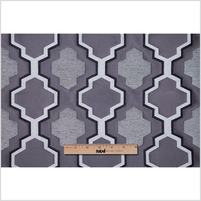 Gray Geometric Lines and Shapes Satiny Brocade Full