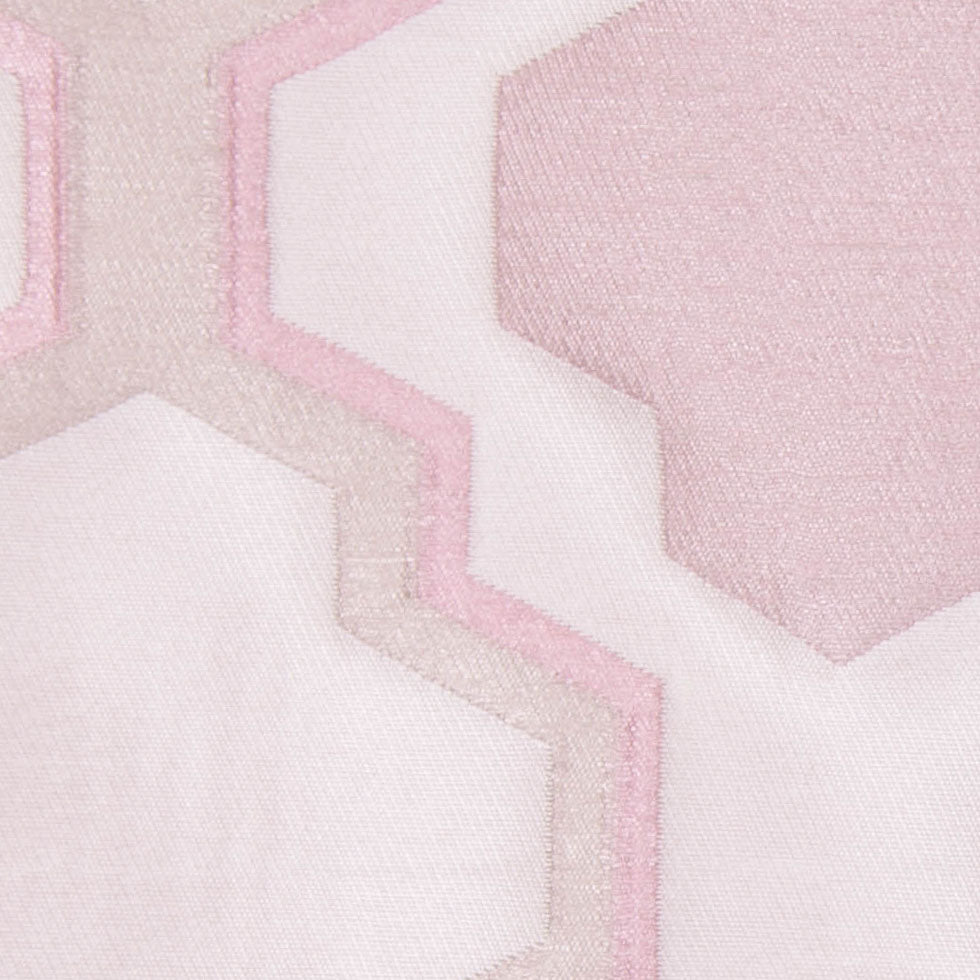 Ivory and Pink Geometric Lines and Shapes Satiny Brocade - Detail