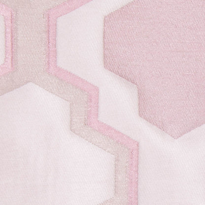 Ivory and Pink Geometric Lines and Shapes Satiny Brocade - Detail
