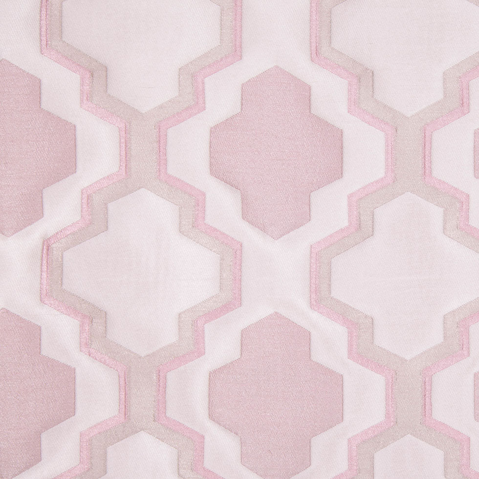 Ivory and Pink Geometric Lines and Shapes Satiny Brocade