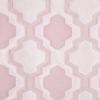 Ivory and Pink Geometric Lines and Shapes Satiny Brocade