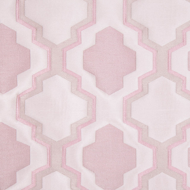 Ivory and Pink Geometric Lines and Shapes Satiny Brocade