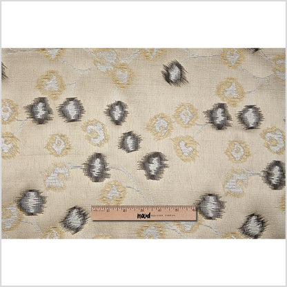 Gold and Black Soft Floral Satiny Brocade Full