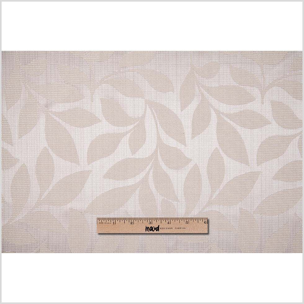 Beige Satiny Woven Leaves Jacquard - Full
