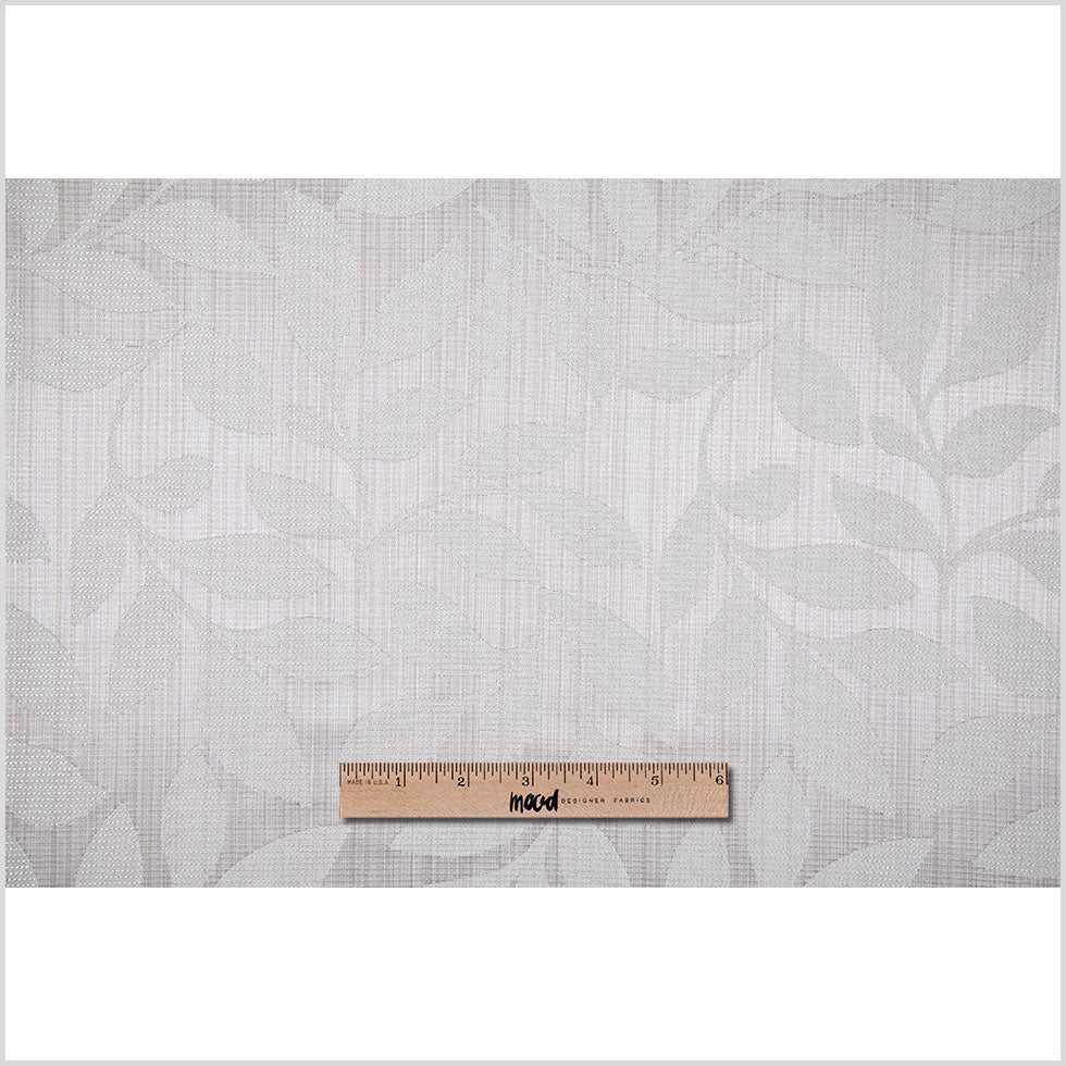 Silver Satiny Woven Leaves Jacquard - Full