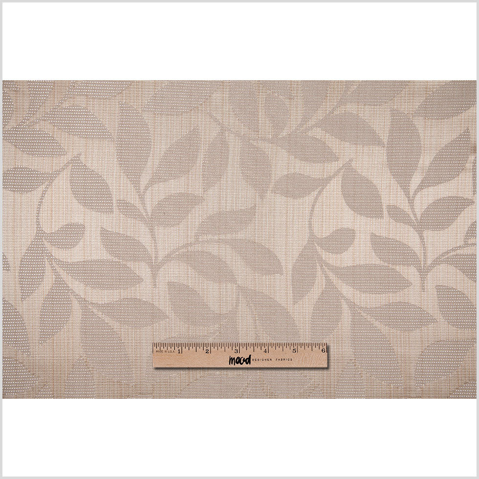 Champagne Satiny Woven Leaves Jacquard - Full