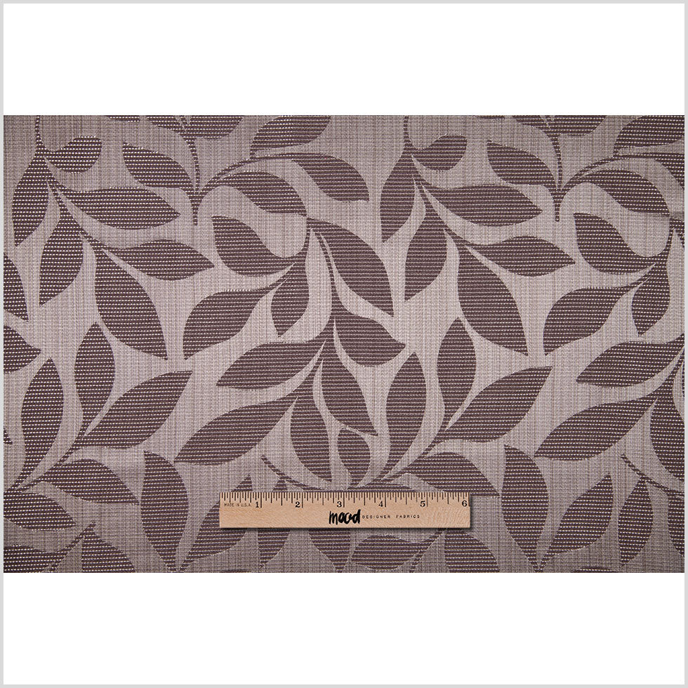 Brown Sand Satiny Woven Leaves Jacquard - Full