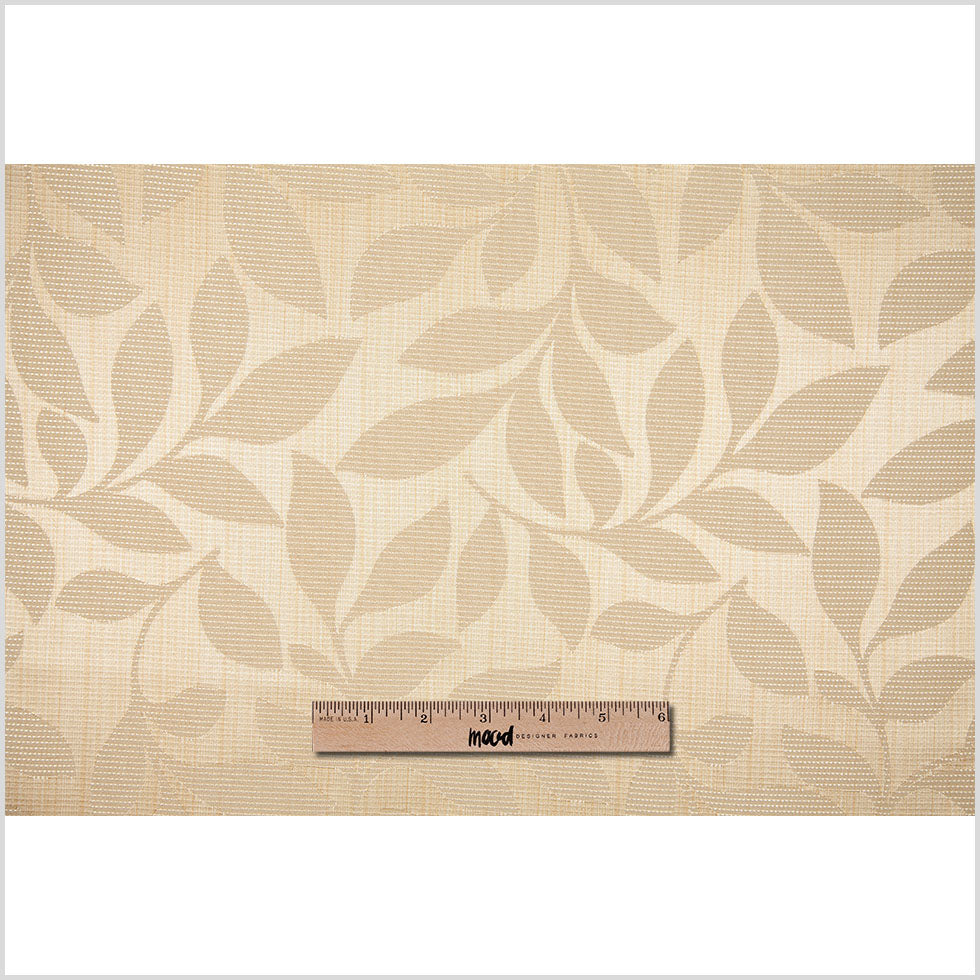 Gold Satiny Woven Leaves Jacquard Full