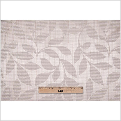 Taupe Satiny Woven Leaves Jacquard - Full