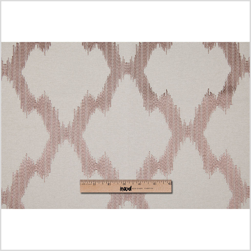 Pale Taupe and Copper Embroidered Diamonds Woven - Full