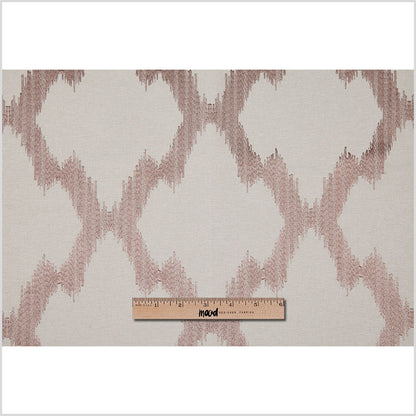 Pale Taupe and Copper Embroidered Diamonds Woven - Full