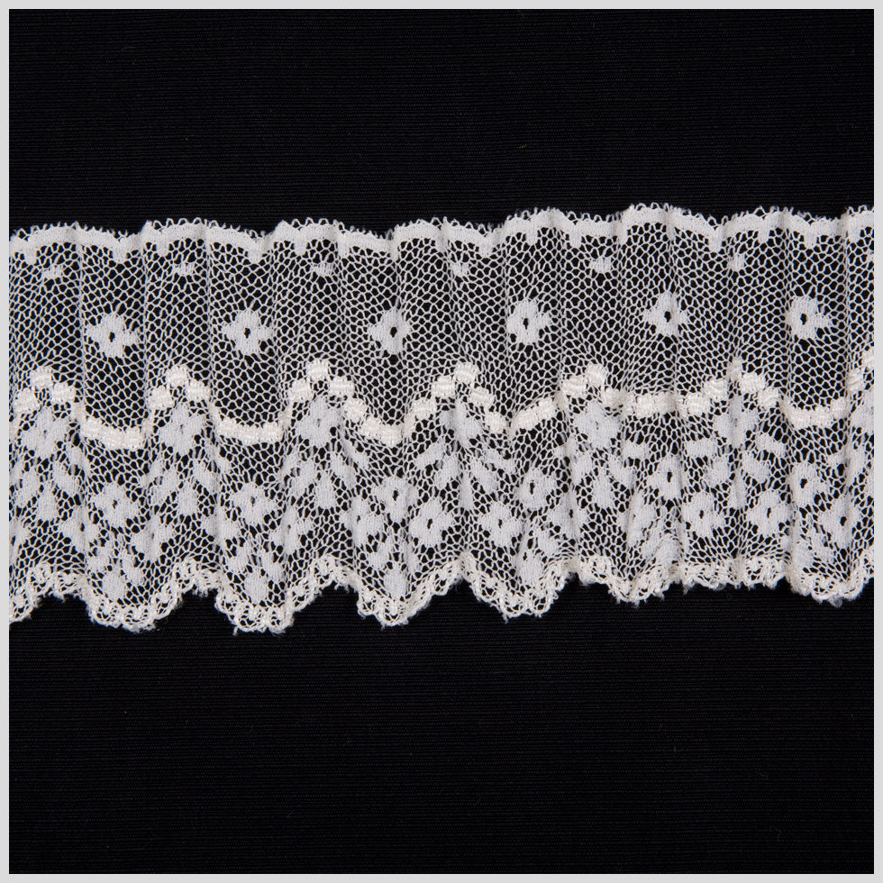 2.5" White Pleated Lace