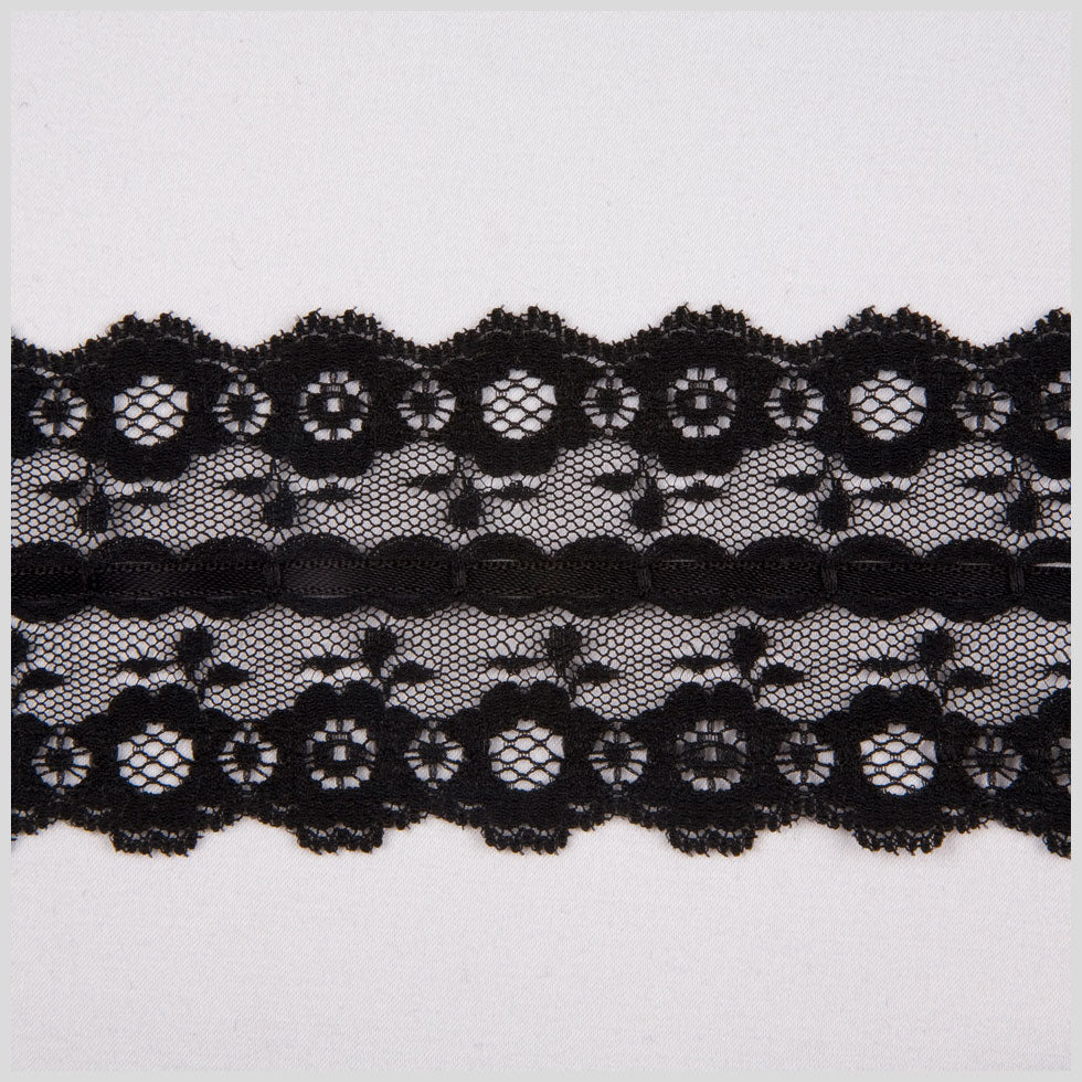 2.25" Black Raschel Lace