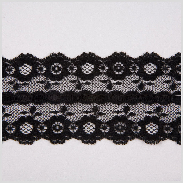2.25" Black Raschel Lace