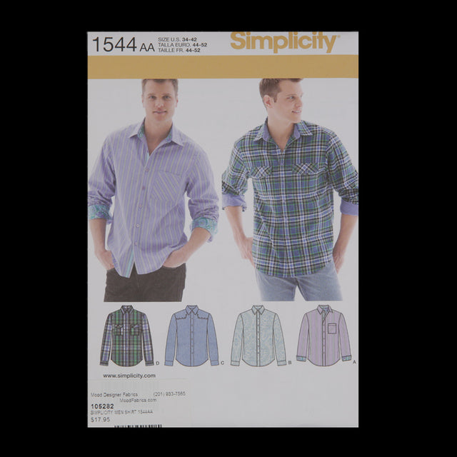 Simplicity Men's Shirt Pattern 1544 Size AA