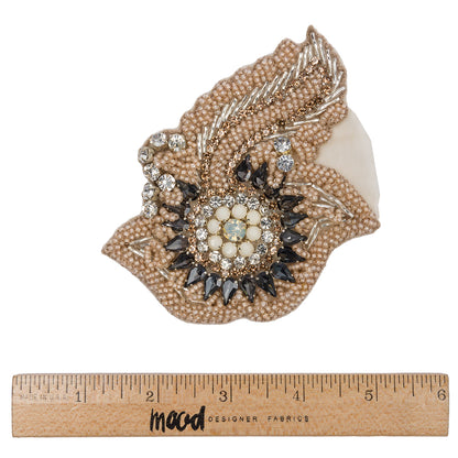 Pink and Gray Beaded Rhinestone Applique - 3&amp;quot; - Full