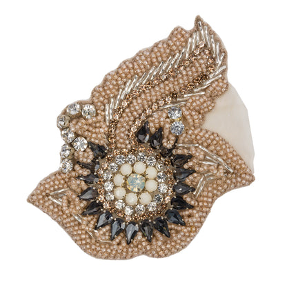 Pink and Gray Beaded Rhinestone Applique - 3&amp;quot;