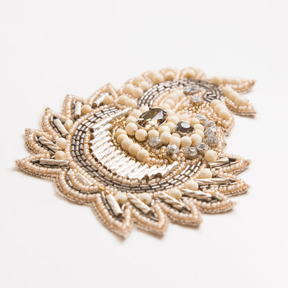 Champagne Beaded Rhinestone Applique - 4.5 - Detail