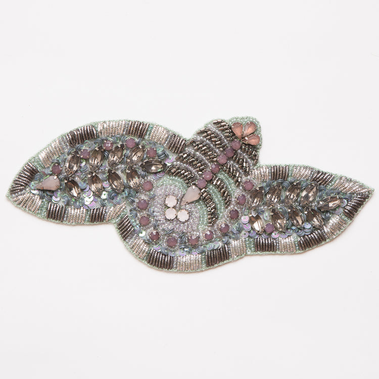 template--25130090922057__main-Gunmetal and Lavender Beaded Rhinestone Applique - 7.5"