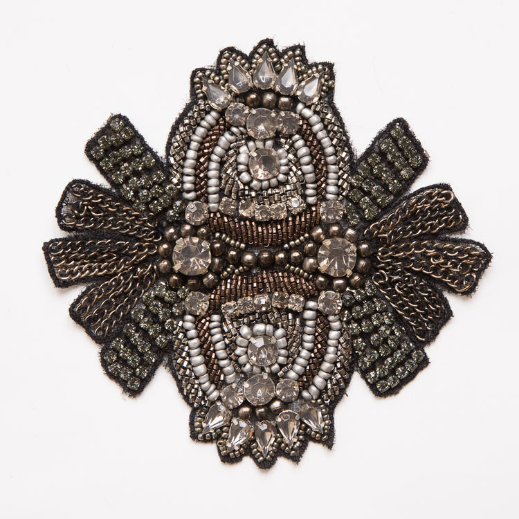 template--25130090922057__main-Black and Gray Beaded Rhinestone Applique - 4.5