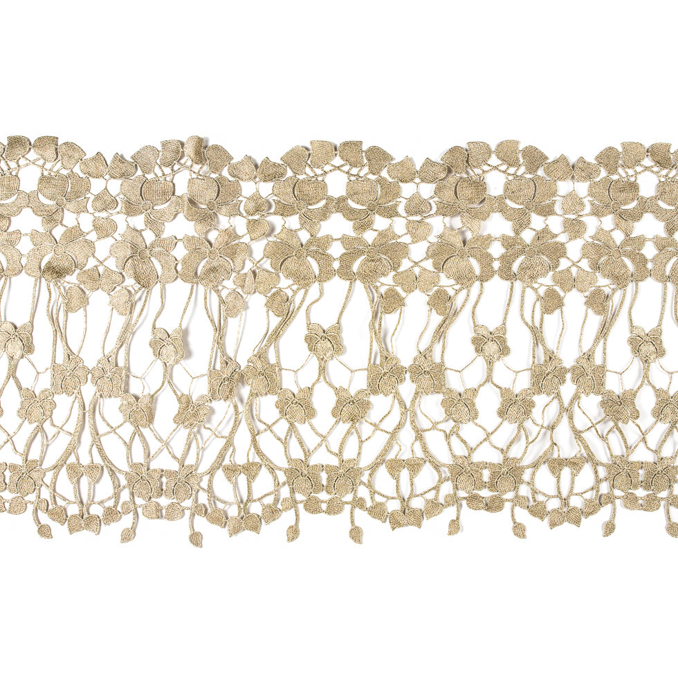 Metallic Gold Floral Lace Trimming - 16