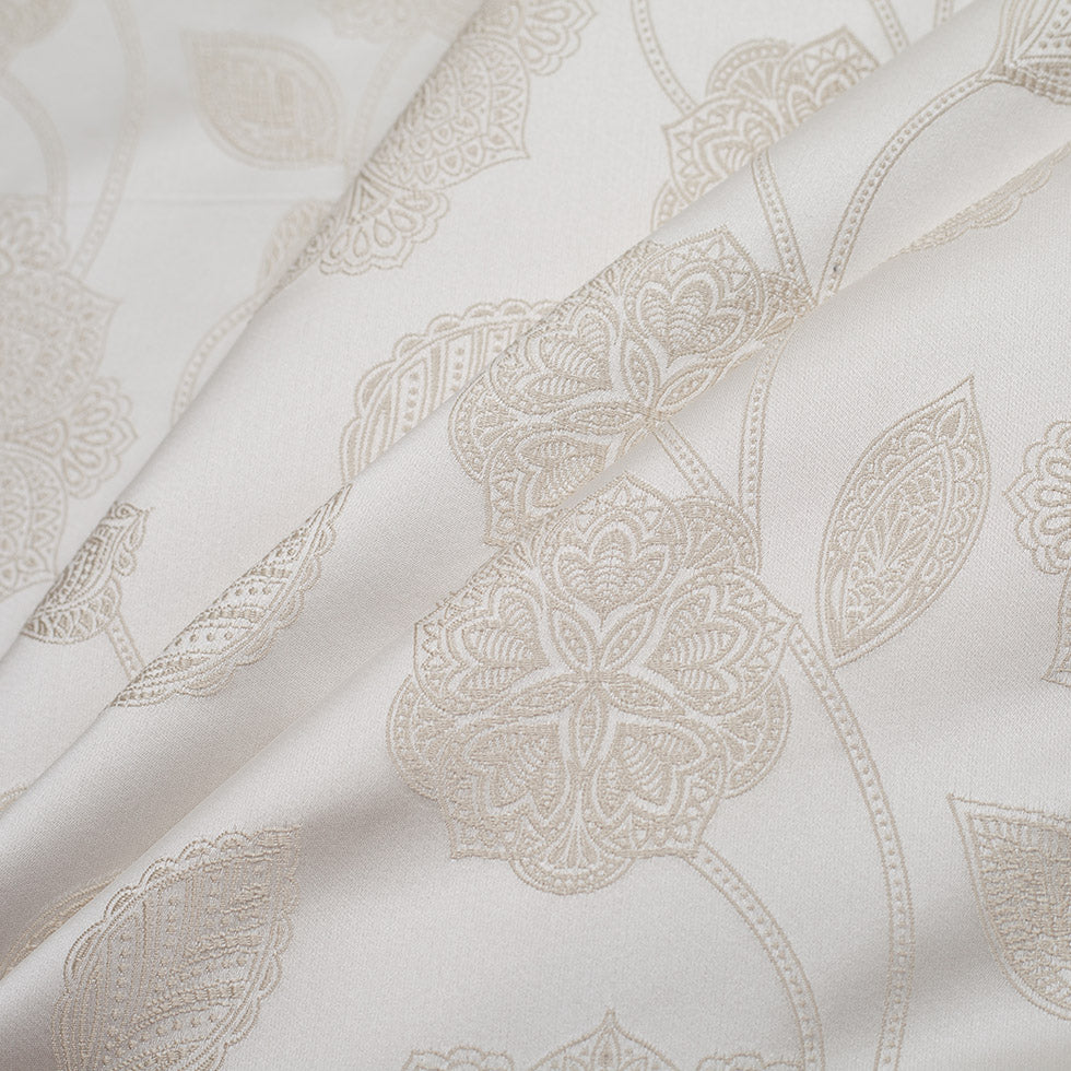 Light Beige and Ivory Floral Satin Jacquard Folded