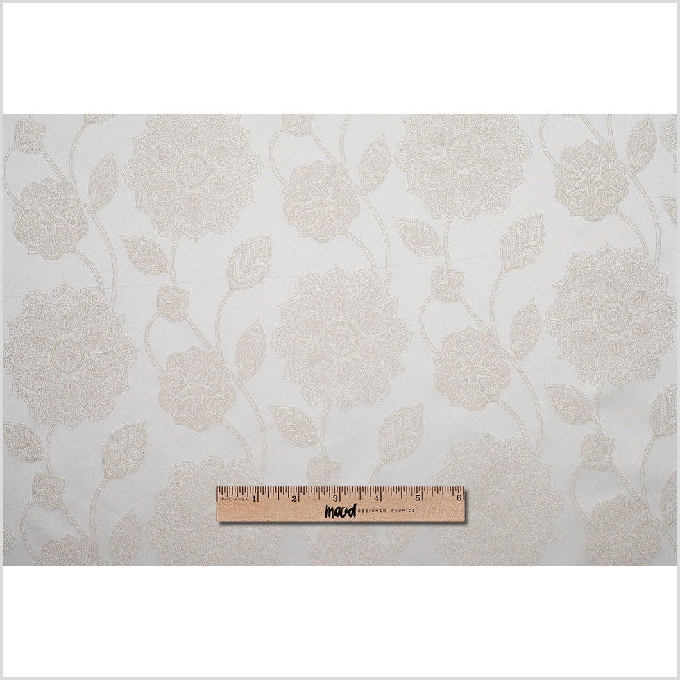 Light Beige and Ivory Floral Satin Jacquard Full