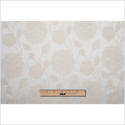 Light Beige and Ivory Floral Satin Jacquard Full