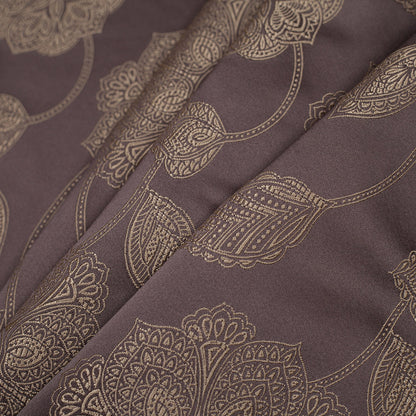 Gold and Brown Floral Satin Jacquard - Folded