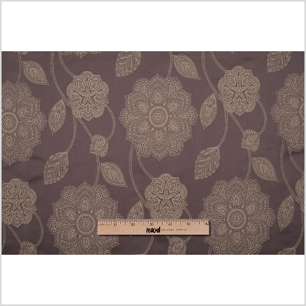 Gold and Brown Floral Satin Jacquard - Full