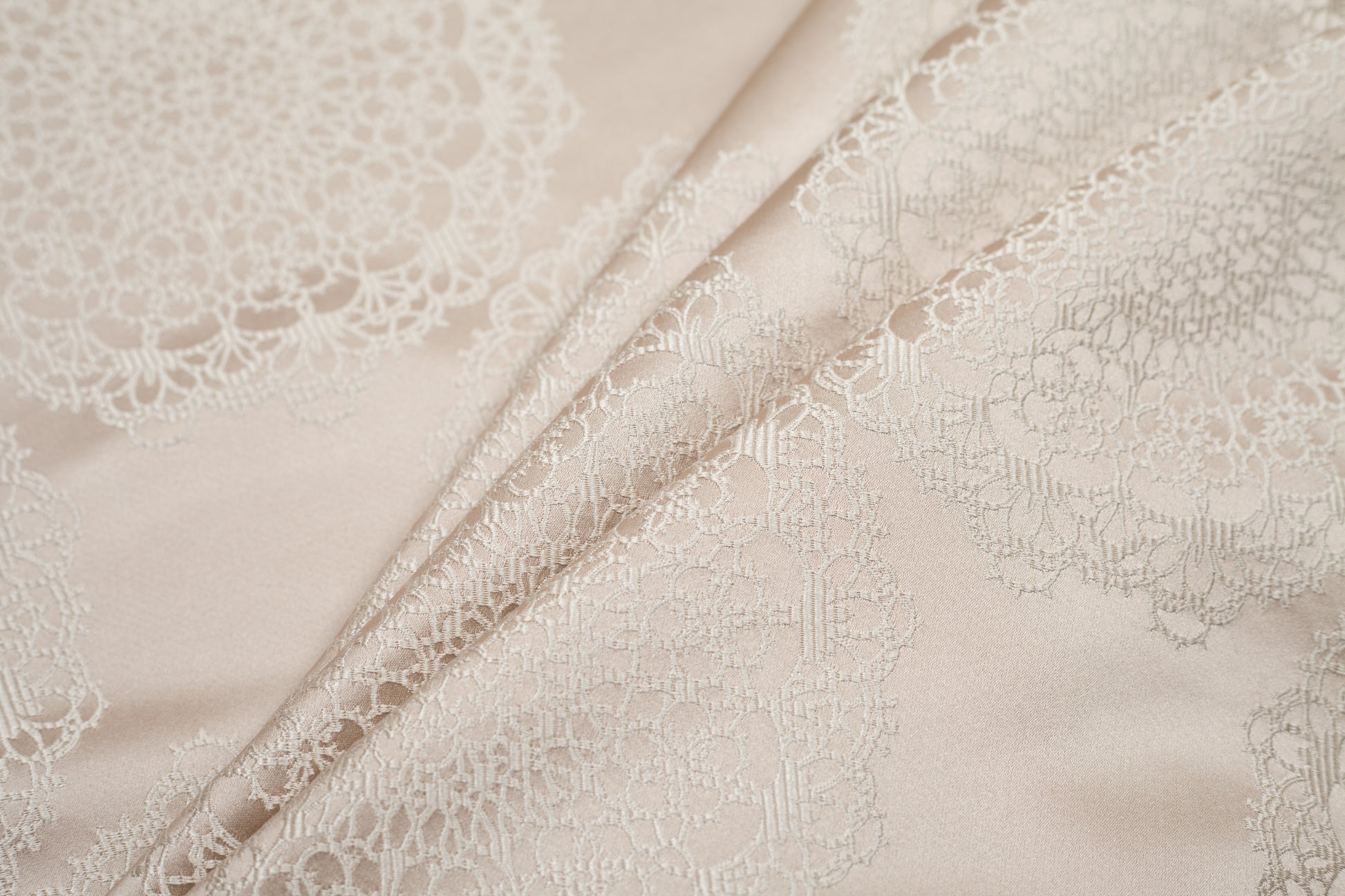 Champagne and Pale Gold Satin Jacquard Folded