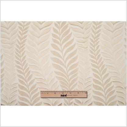 Beige and Light Beige Leafy Satin Jaquard - Full