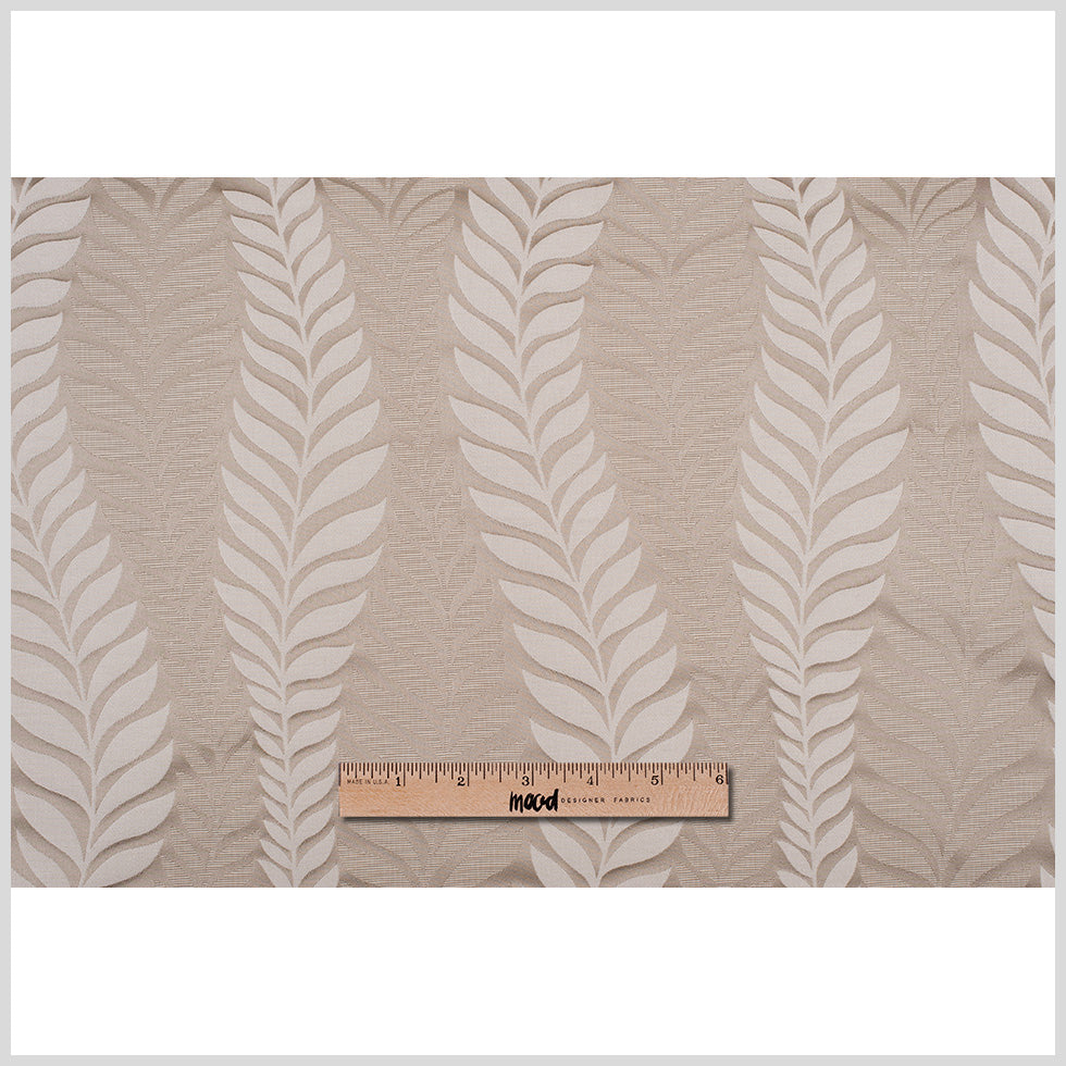 Taupe Tone-on-Tone Leaves Satin Jacquard Full