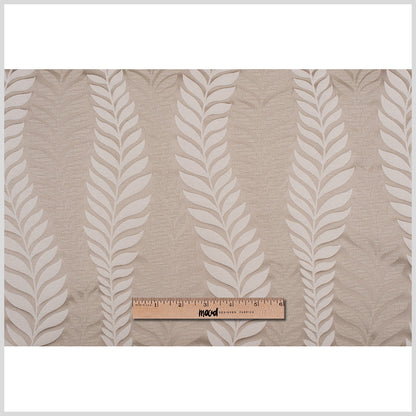 Taupe Tone-on-Tone Leaves Satin Jacquard Full
