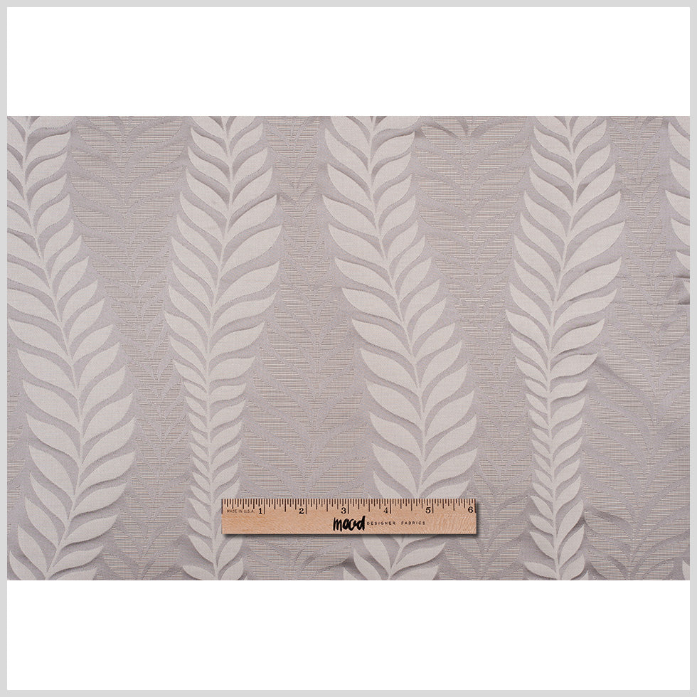 Silver Tone-on-Tone Leaves Satin Jacquard Full