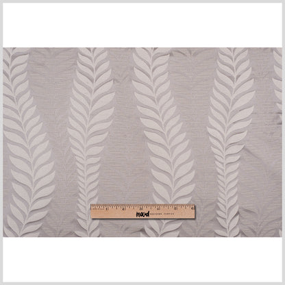 Silver Tone-on-Tone Leaves Satin Jacquard Full