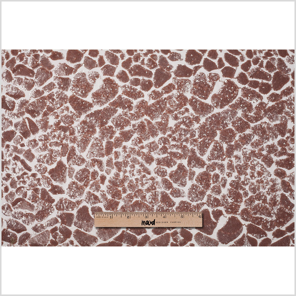 Rose Gold Baby Sequins "Splotches" on Mesh Full