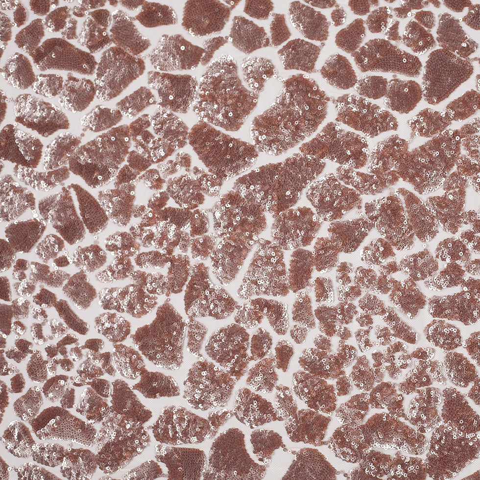 Rose Gold Baby Sequins "Splotches" on Mesh