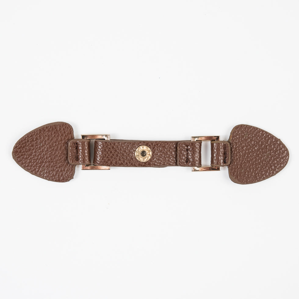 Brown/Gold Faux Leather Snap Closure - Detail