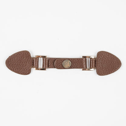 Brown/Gold Faux Leather Snap Closure
