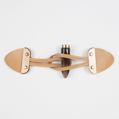 Tan/Gold Faux Leather Toggle Closure - Detail