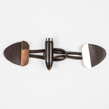Dark Brown/Gold Faux Leather Toggle Closure